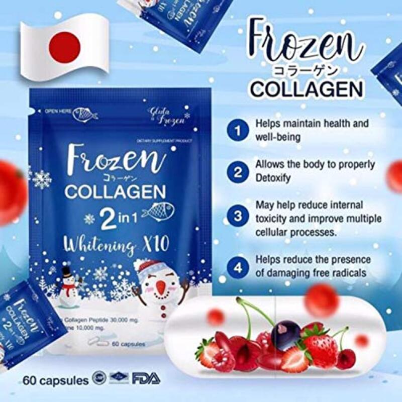 Frozen Collagen 2-in-1 Whitening Premium Peptide & L-Glutathione, 60 Capsules