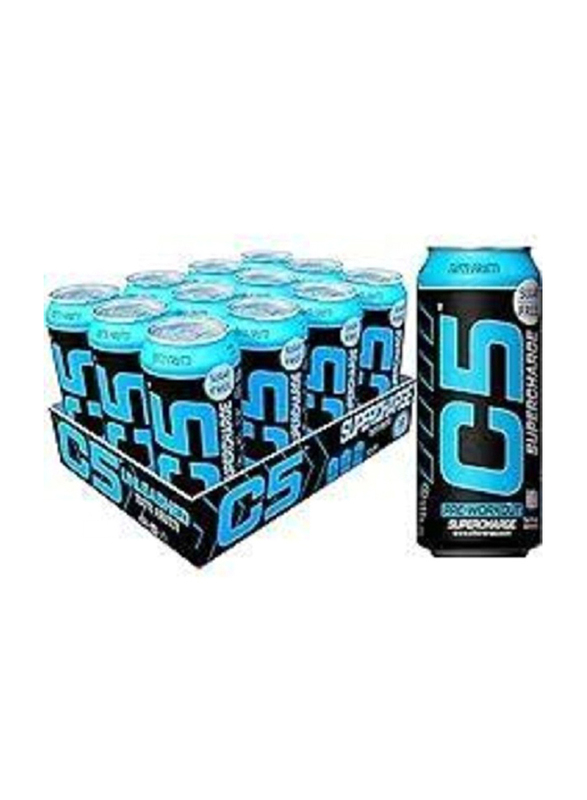 C5 Energy Drink Supercharge Pre Workout, 12 x 473ml, Tutti Fruity