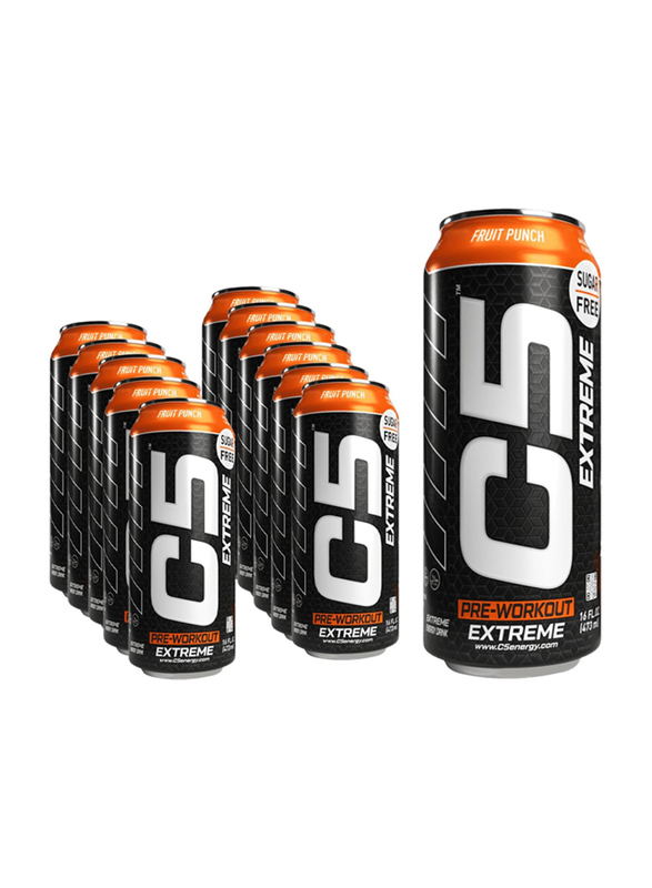 C5 Pre-Workout Extreme Energy Drink, 200mg, 473ml, 12 Piece, Fruit Punch Extreme