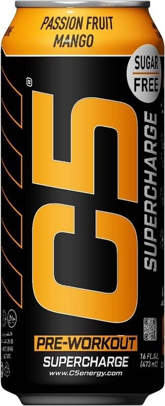 

C5 Energy Supercharge Pre-Workout Energy Drink, Sugar Free, 12 x 473ml, Passion Fruit Mango