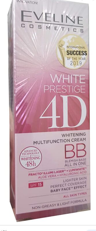 Eveline Prestige 4D BB Moisturizing & Whitening Face Cream, White