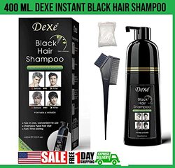 Dexe Herbal 3-in-1 Instant Black Hair Dye Shampoo for Damaged Hair, 400ml