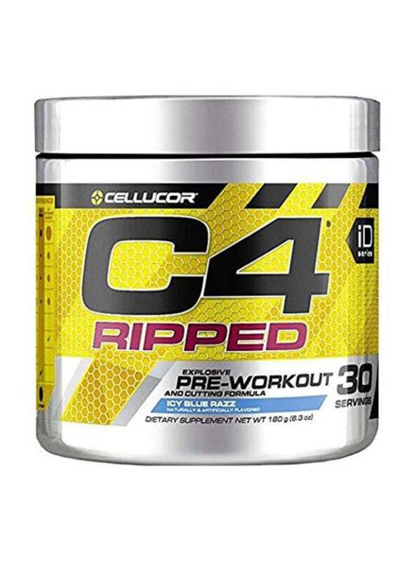 Cellucor C4 Ripped Explosive Pre-Workout Powder, 180g, Ice Blue Razz