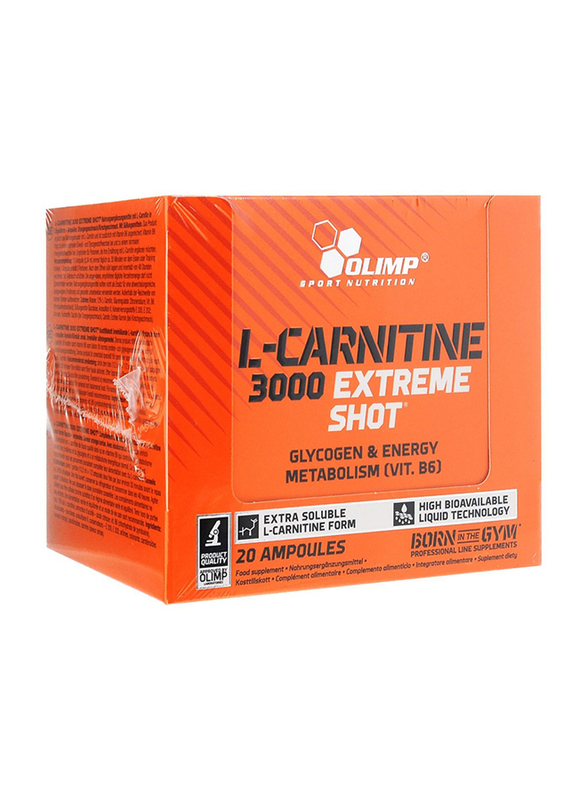 Olimp L-Carnitine 3000 Extreme Shots, 20 Ampoules, Orange