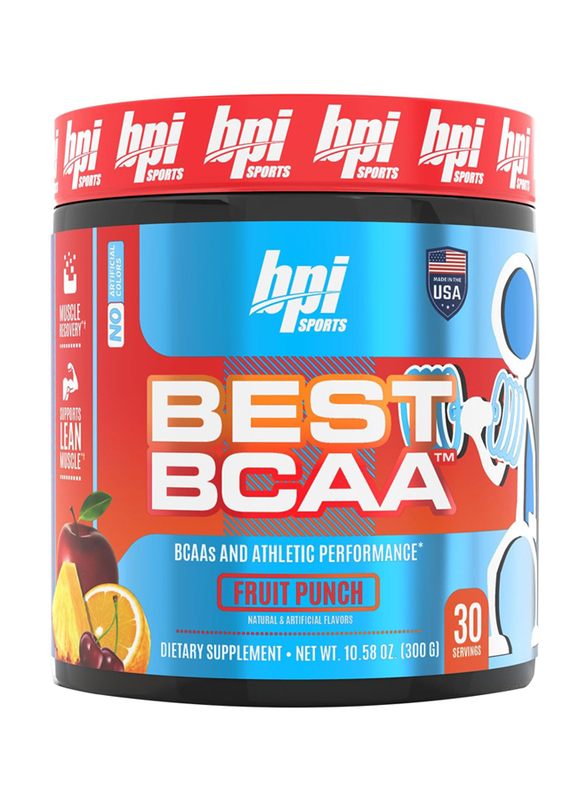 BPI Sports Best BCAA Peptide Linked Powder Dietary Supplement, 30 Servings, 300gm, Fruit Punch