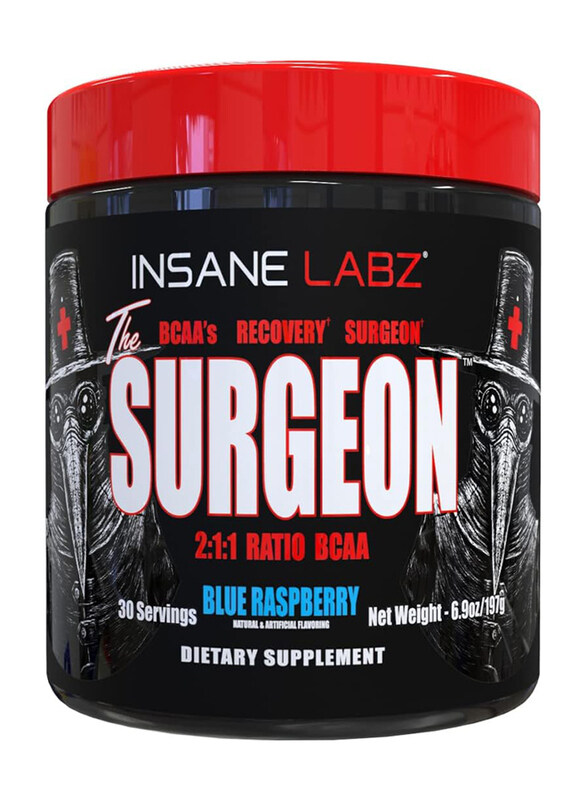 

Insane Labz The Surgeon BCAA Recovery Powder, 30 Servings, Blue Raspberry