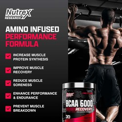 Nutrex Research BCAA Powder 6000 Amino Acid, 231gm, Fruit Punch