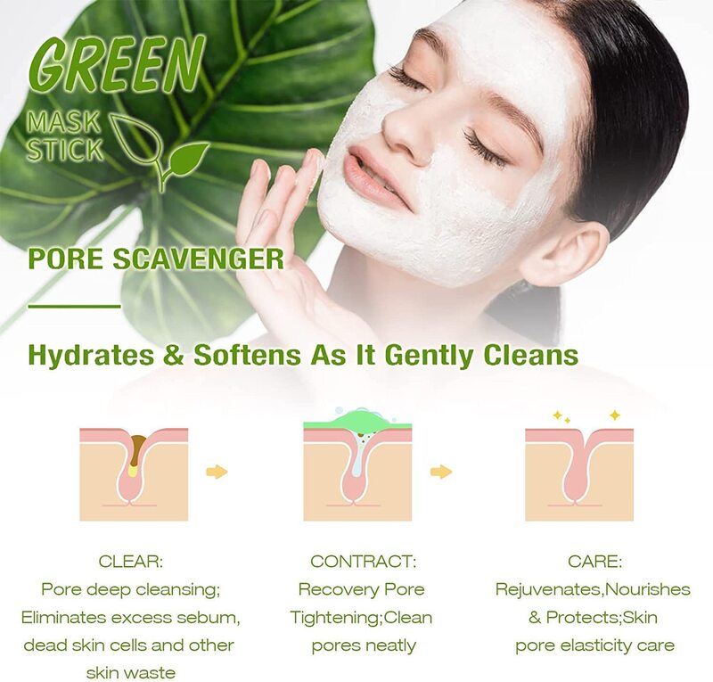 Bbymie Purifying Solid Green Tea Mask Stick for Blackhead Deep Clean Pore & Moisturizing, 2 Pieces x 40 gm