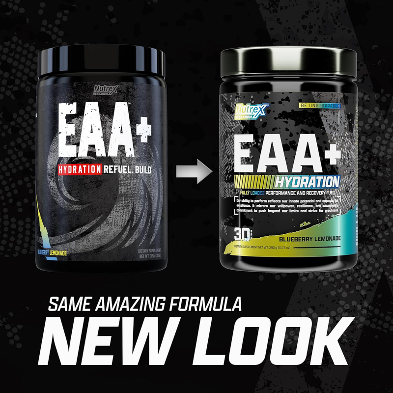 Nutrex Research EAA+ Hydration EAAs + BCAA Powder, 30 Servings, Blueberry Lemonade