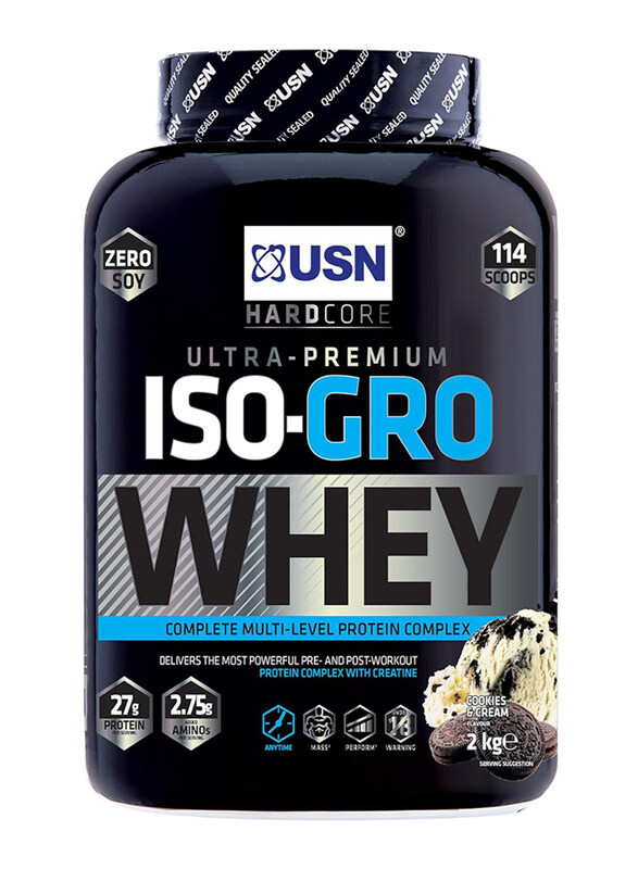 

USN Iso-Gro with Milk Protein Isolate Hydrolysed Beef Peptide and Creatine Powder, 2Kg, Cookies & Cream