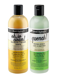 Aunt Jackie's Oh so Clean! Shampoo & Quench Leave-in Conditioner for Curly Hair, 12oz, 2 Piece