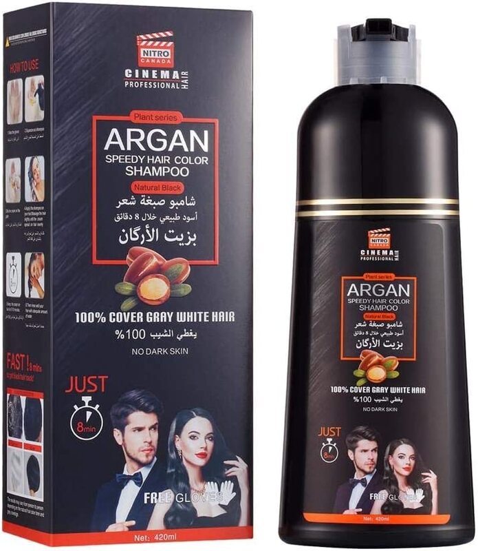 Nitro Canada Argan Speedy Hair Colour Shampoo, 420ml, Black