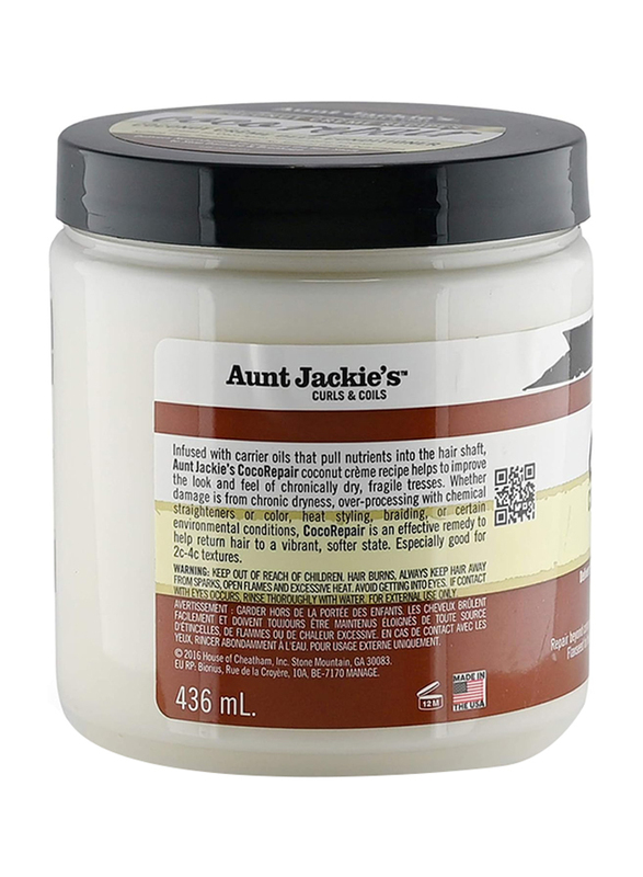 Aunt Jackie's Coconut Creme Coco Repair Mousses for Frizzy Hair, 436 ml