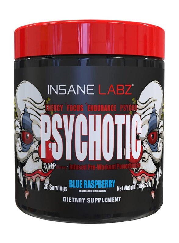 

Insane Labz Psychotic High Stimulant Pre Workout Powder, 220gm, Blue Raspberry