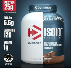 Dymatize Iso 100 Hydrolysed 100% Whey Protein Isolate Powder, 2.3Kg, Gourmet Chocolate