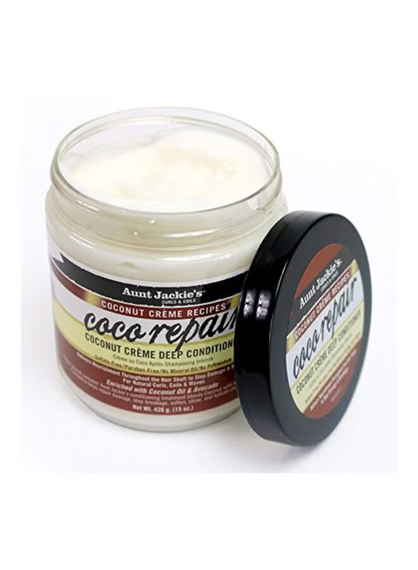 Aunt Jackie's Coca Repair Coconut Creme Deep Conditioner for Curly Hair, 15oz