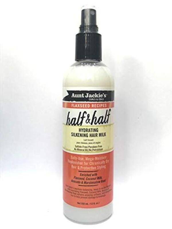 Aunt Jackie's Flaxseed Half & Half Hydrating Silkening Hair Milk for Curly Hair, 12oz