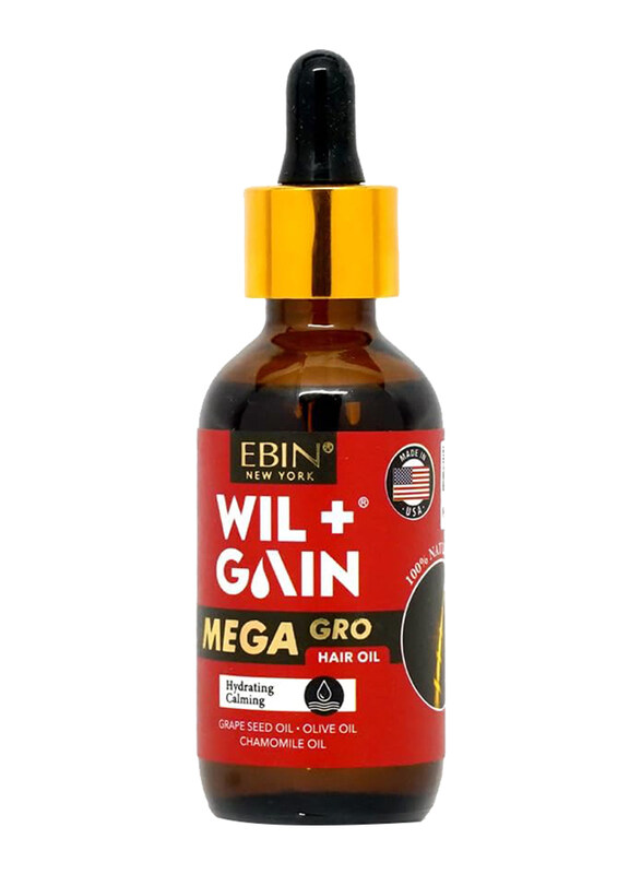 

Other Brand Ebin New York 100% Natural Oil Wil + Gain Mega Gro Hydrating/Calming Hair Oil, 60ml