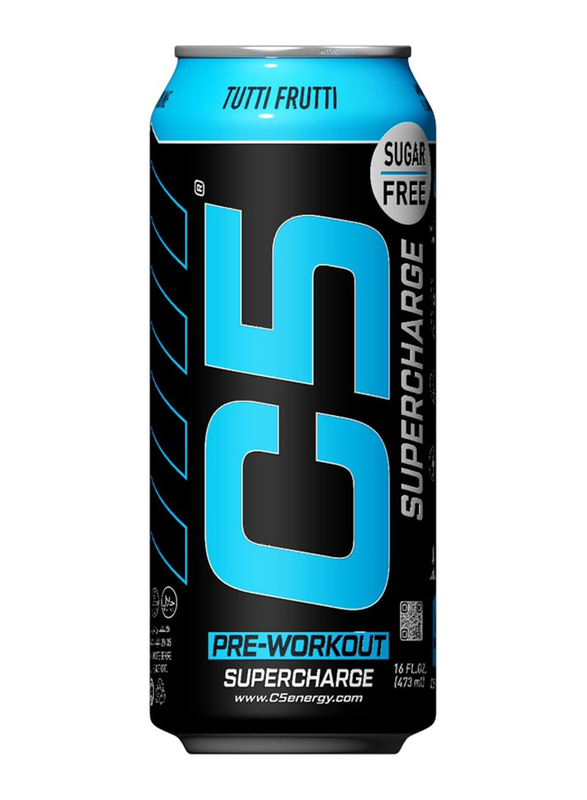 C5 Energy Drink Supercharge Pre Workout, 12 x 473ml, Tutti Fruity