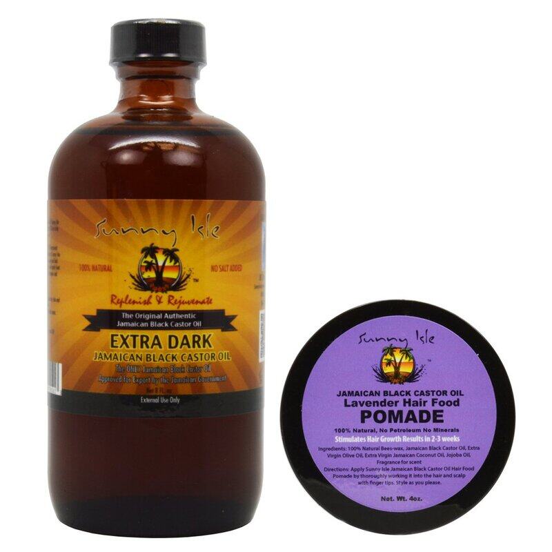 

Sunny Isle Hair Care Set with Extra Dark Jamaican Black Castor Oil 8oz & Lavender Hair Pomade 4oz for All Hair Types, 2 Pieces