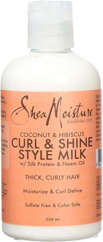 Shea Moisture Coconut & Hibiscus Sulphate Free and Colour Safe Curl & Style Hair Styling Milk for Thick, Curly Hair, 254ml