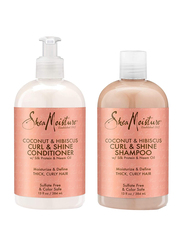 Shea Moisture Coconut & Hibiscus Curl & Shine Shampoo 384ml & Conditioner 384ml, Set