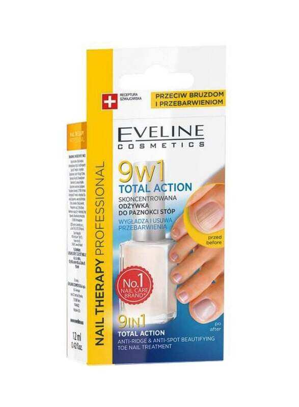 

Eveline Cosmetics 9-in-1 Total Action Anti Ridge And Anti Spot Beautifying Toe Nail Treatment, 12ml, Yellow