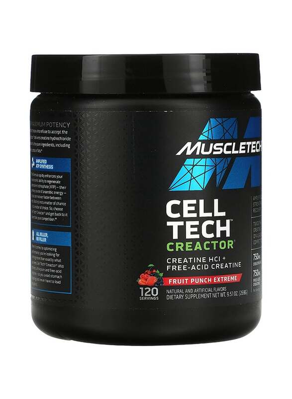 Muscletech Cell Tech Creactor Creatine HCl with Free-Acid Creatine, 269g, Fruit Punch Extreme