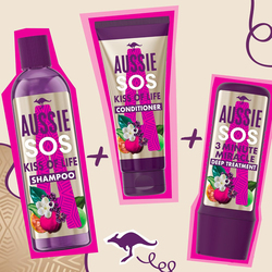 Aussie Sos Kiss Of Life 3 Minute Miracle Deep Treatment for Dry, Damaged Hair for Dry Hair, 225ml