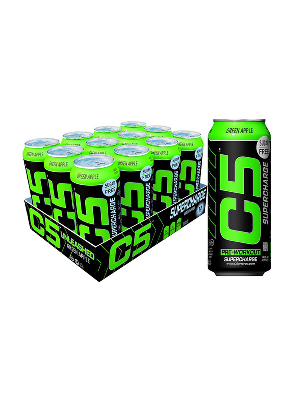 

C5 Energy Drink Supercharge Pre Workout, 12 x 473ml, Green Apple