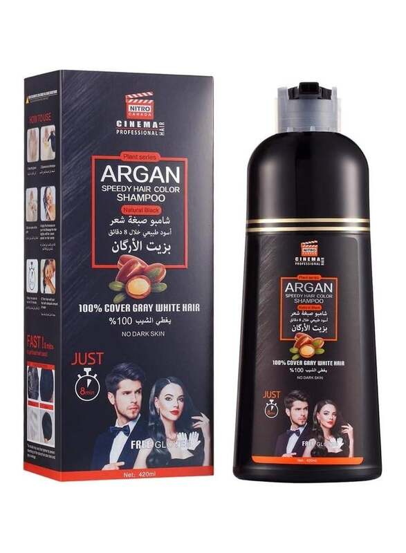 Nitro Canada Argan Speedy Hair Colour Shampoo, 420ml, Natural Black