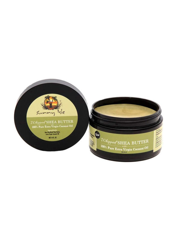 Sunny Isle Whipped Shea Butter 100% Pure Extra Virgin Coconut Oil, 4 oz