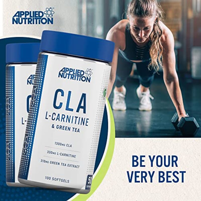 Applied Nutrion Cla L-Carnitine and Green Tea Weight Loss Fat Burner Veggie Dietary Supplements, 100 Softgels