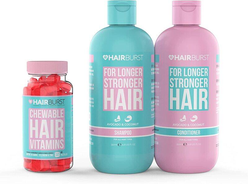 

Hair Burst For Longer Stronger Hair Shampoo 350ml + For Longer Stronger Hair Conditioner 350ml + Chewable Hair Vitamins 60 Pastilles