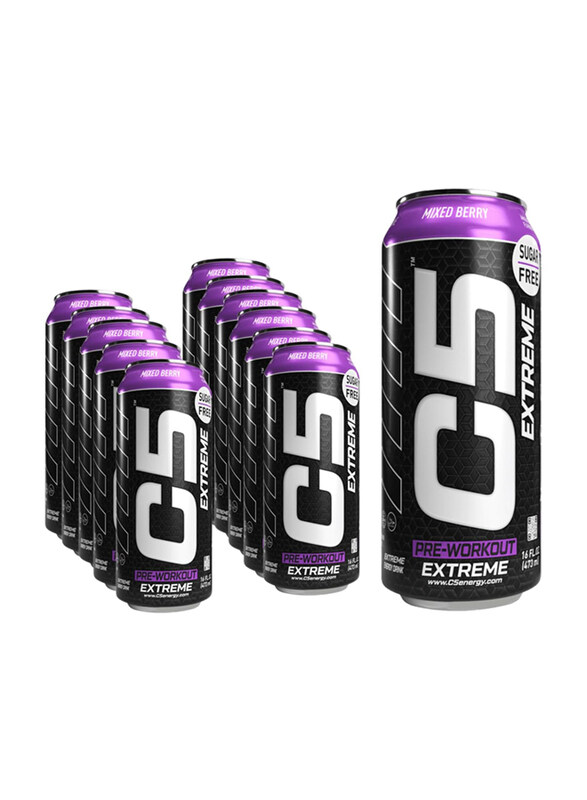 

C5 Energy C5 Pre-Workout Extreme Energy Drink, 200mg, 473ml, 12 Piece, Mixed Berry Extreme