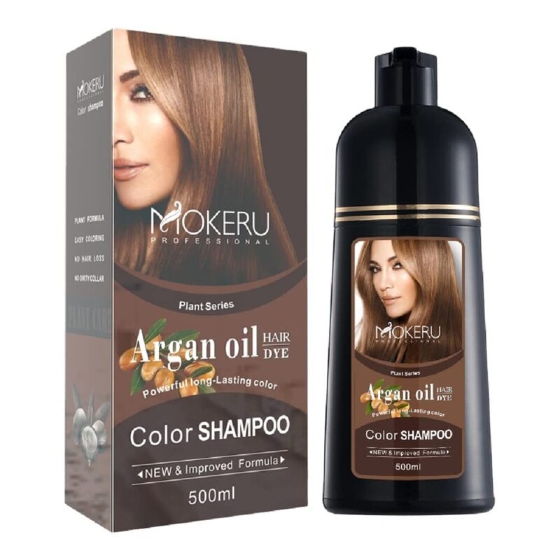 Mokeru Argon Oil Shampoo Hair Colour, 500ml, Dark Brown