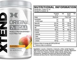 Scivation Xtend Original 7g BCAA Muscle Recovery + Electrolytes Dietary Supplement, 30 Servings, Serving Mango