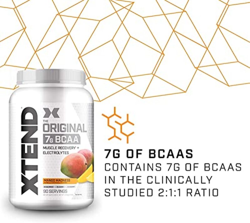 Scivation Xtend Original 7g BCAA Muscle Recovery + Electrolytes Dietary Supplement, 30 Servings, Serving Mango