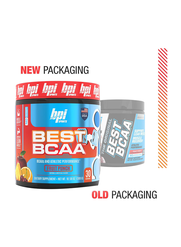 BPI Sports Best BCAA Peptide Linked Powder Dietary Supplement, 30 Servings, 300gm, Fruit Punch