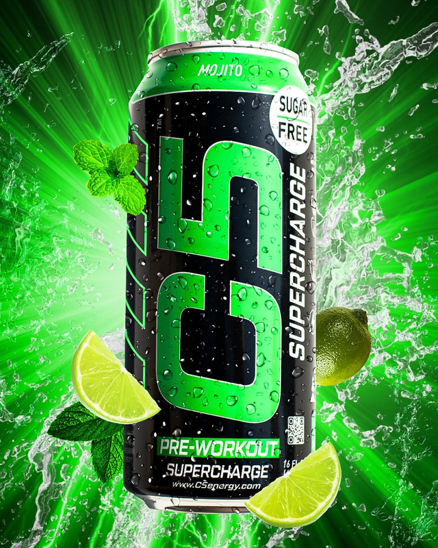 C5 Pre-Workout Supercharge Energy Drink, 200MG, 473ml, Mojito