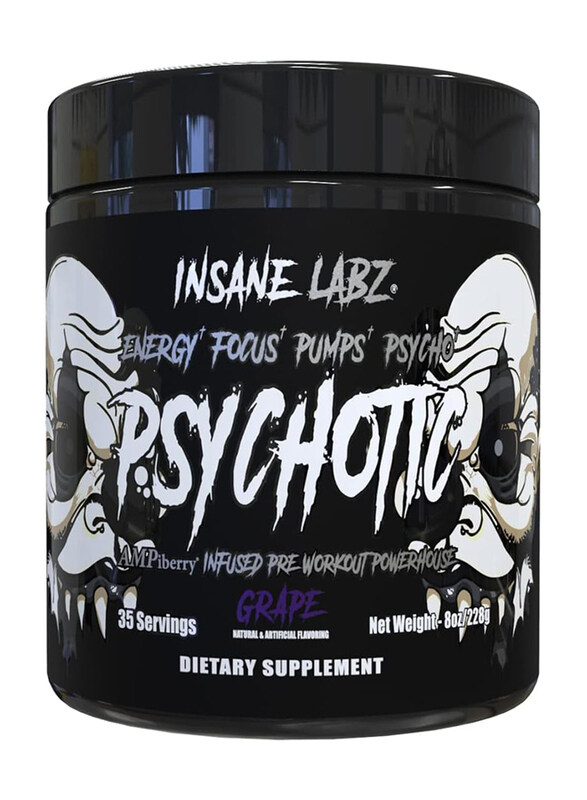 

Insane Labz Psychotic Black Edition Mid Stimulant Pre Workout Powder, 228gm, Grape