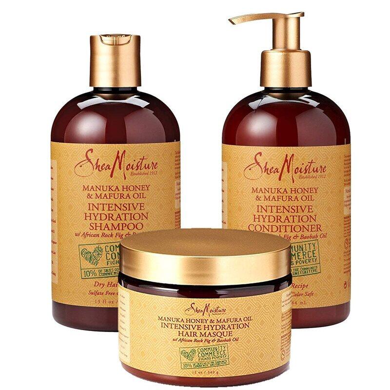 

Shea Moisture Manuka Honey & Mafura Oil Intensive Hydration Shampoo and Conditioner with Hair Masque for All Type Hair, 3 Piece