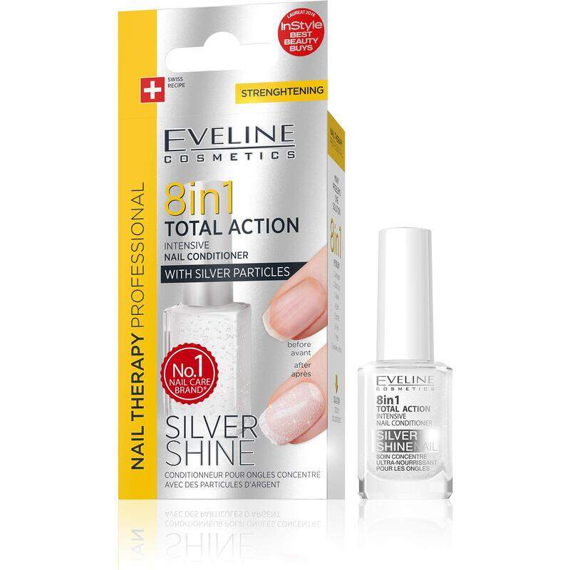 

Eveline Cosmetics 8-in-1 Total Action Therapy Nail Conditioner with Silver Particles, 12ml