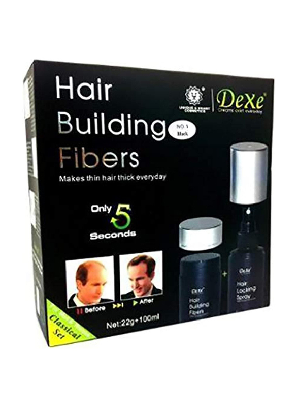 Dexe Hair Builder Kit Fibers 22g Medium Brown and 100ml Hair Locking Spray, Set