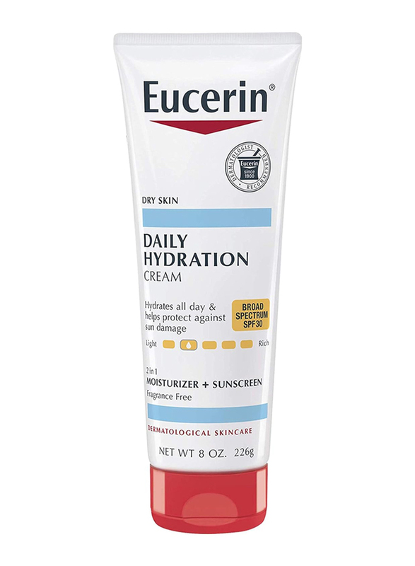 Eucerin Daily Hydration Broad Spectrum SPF 30 Sunscreen Body Cream for Dry Skin, 8 oz