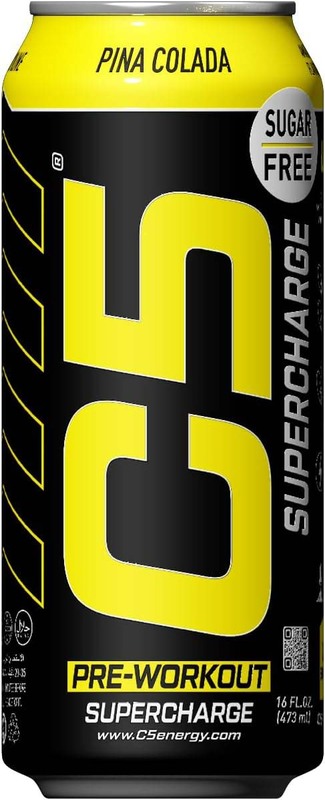 C5 Energy Supercharge Pre-Workout Energy Drink, Sugar Free, 12 x 473ml, Pina Colada