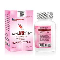 Active White L-Glutathione with Grapesed Extract Plus Vitamin C Skin Whitener Capsules, 60 Capsules