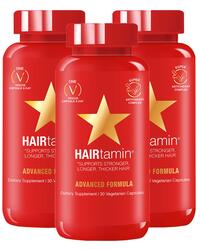 Hairtamin Advanced Formula Gluten-free Hair Growth Biotin Vitamins, 3 x 30 Capsules