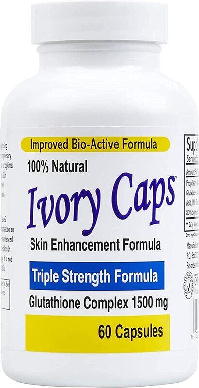 

Ivory Cabs Maximum Potency Glutathione Skin Whitening Pills Complex, 1500 mg, 60 Capsules