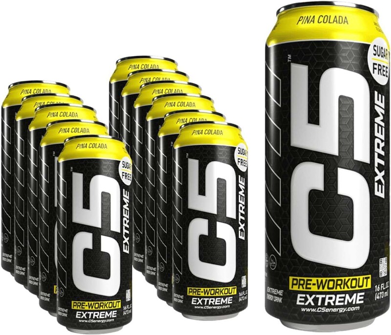 C5 Energy Extreme Pre-Workout Energy Drink, Sugar Free, 12 x 473ml, Pina Colada